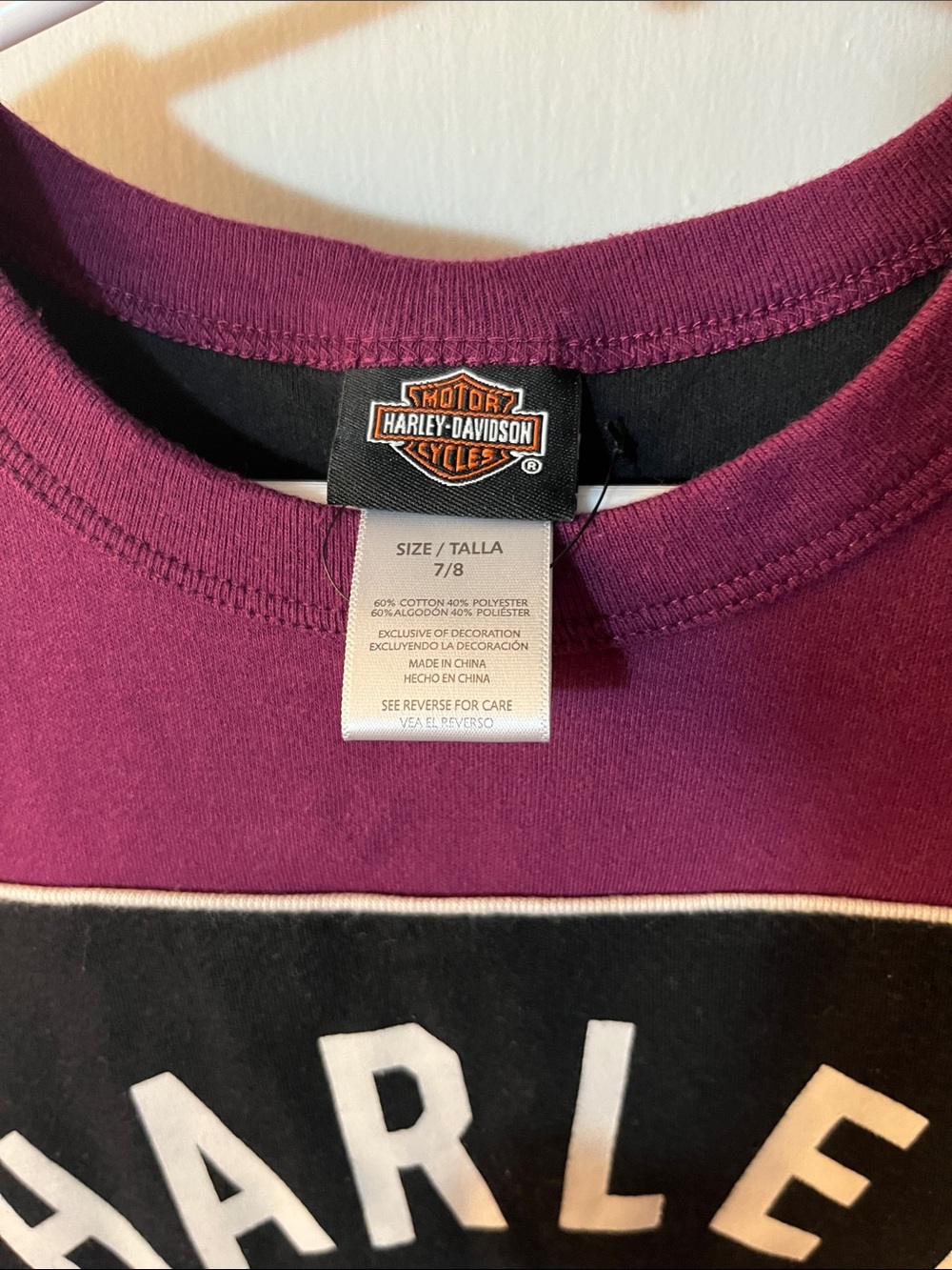 Harley-Davidson Kids Plum and Black Logo Short Sleeve Tee